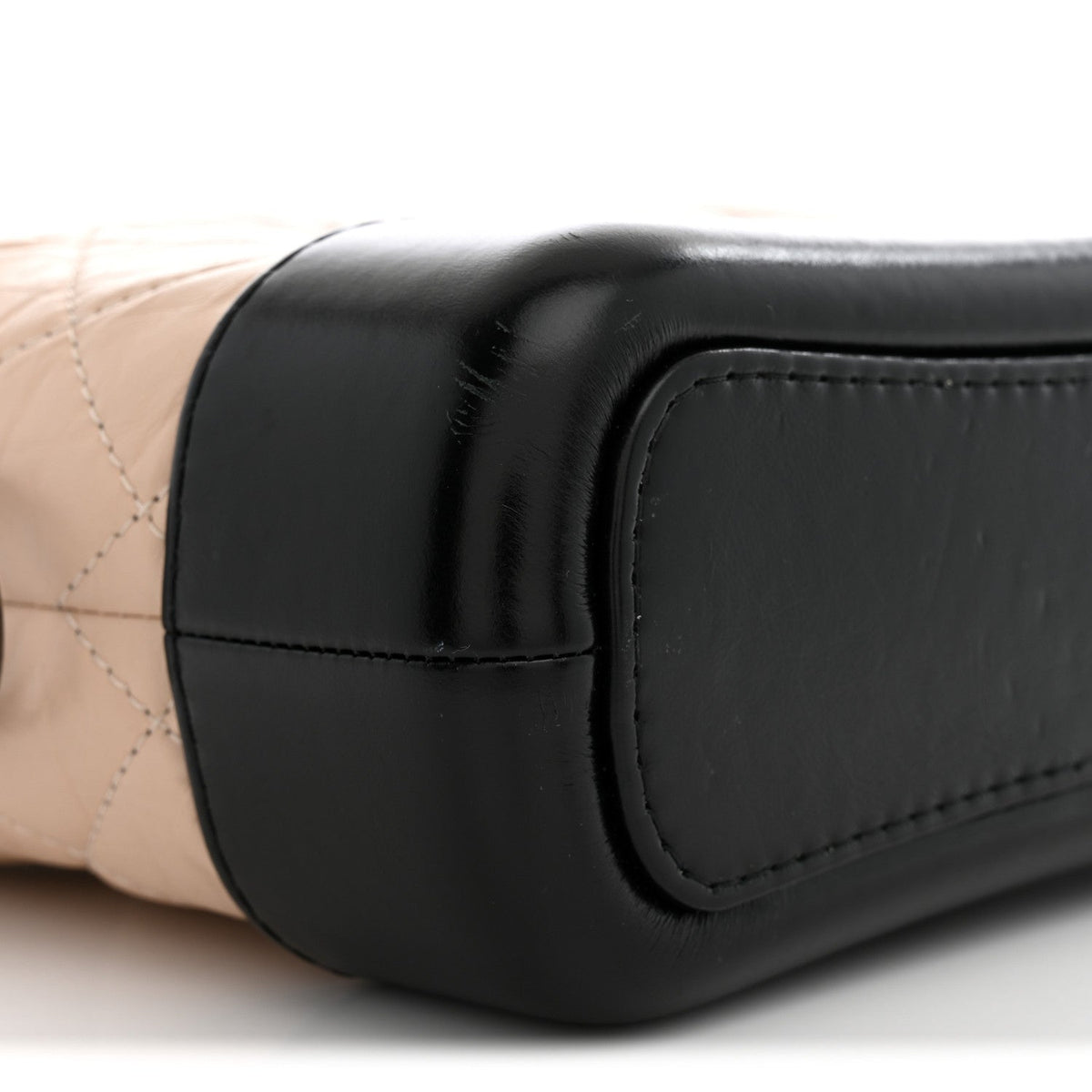 Aged Calfskin Quilted Small Gabrielle Hobo Beige Black