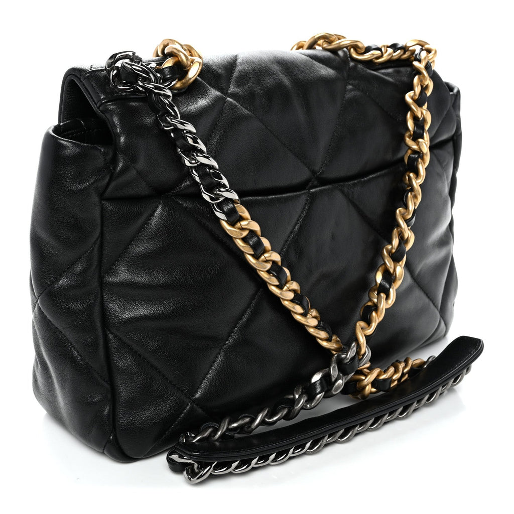 Lambskin Quilted Large Chanel 19 Flap Black