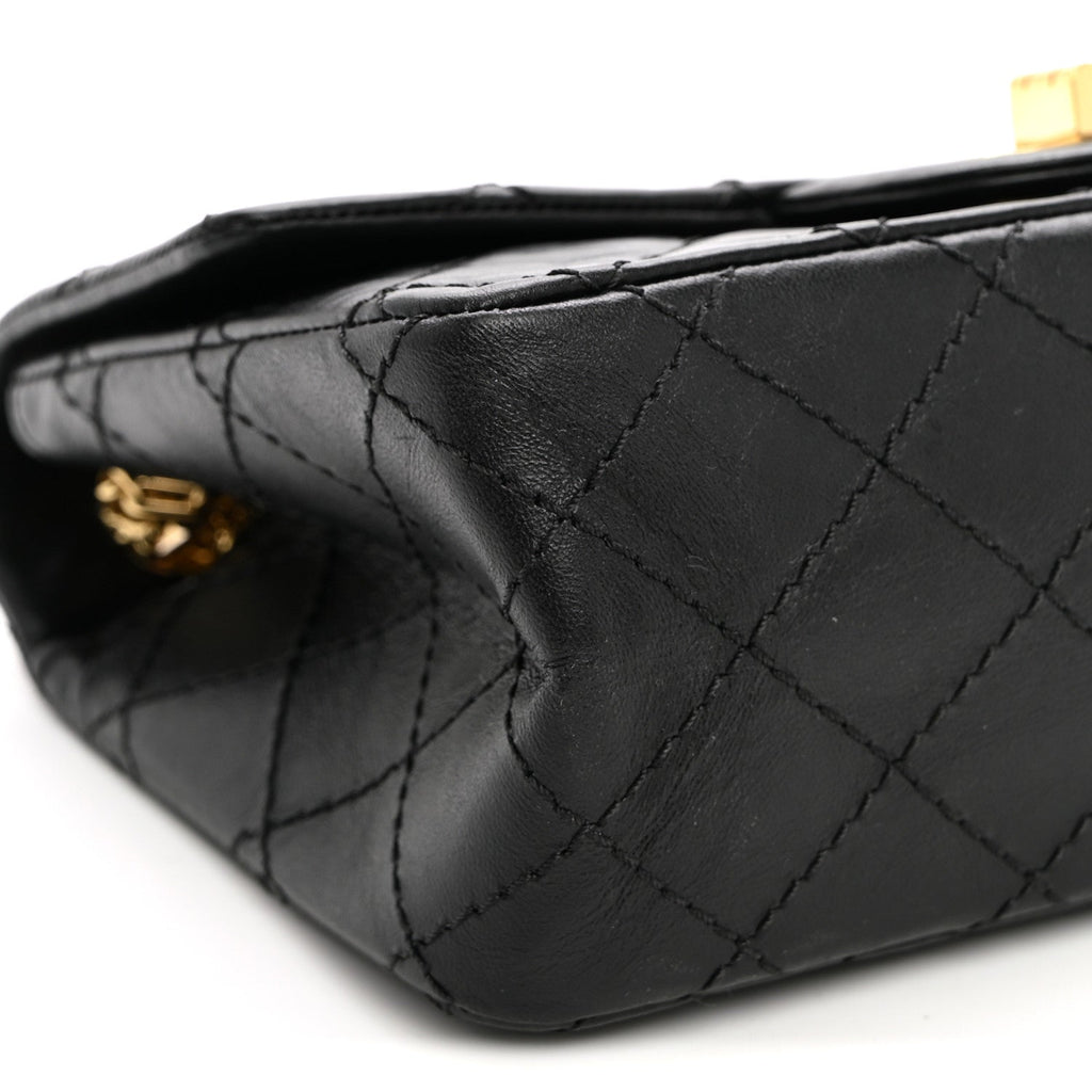 Aged Calfskin Quilted 2.55 Reissue Mini Flap Black