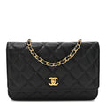 Caviar Quilted CC Turnlock Wallet On Chain WOC Black