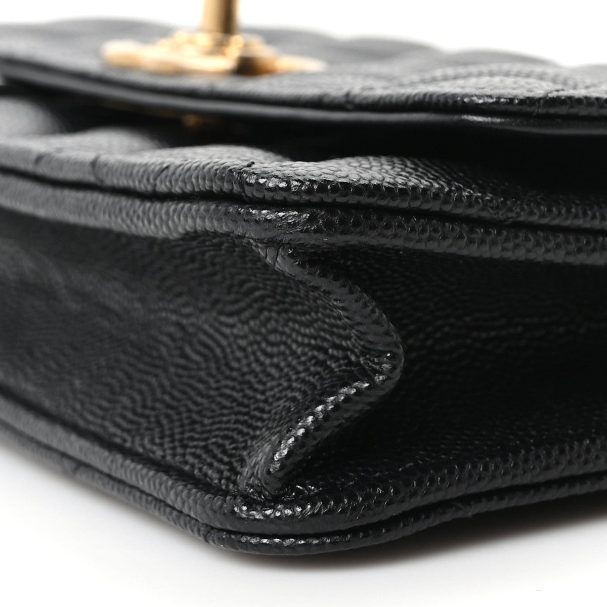 Caviar Quilted Camellia Wallet On Chain WOC Black