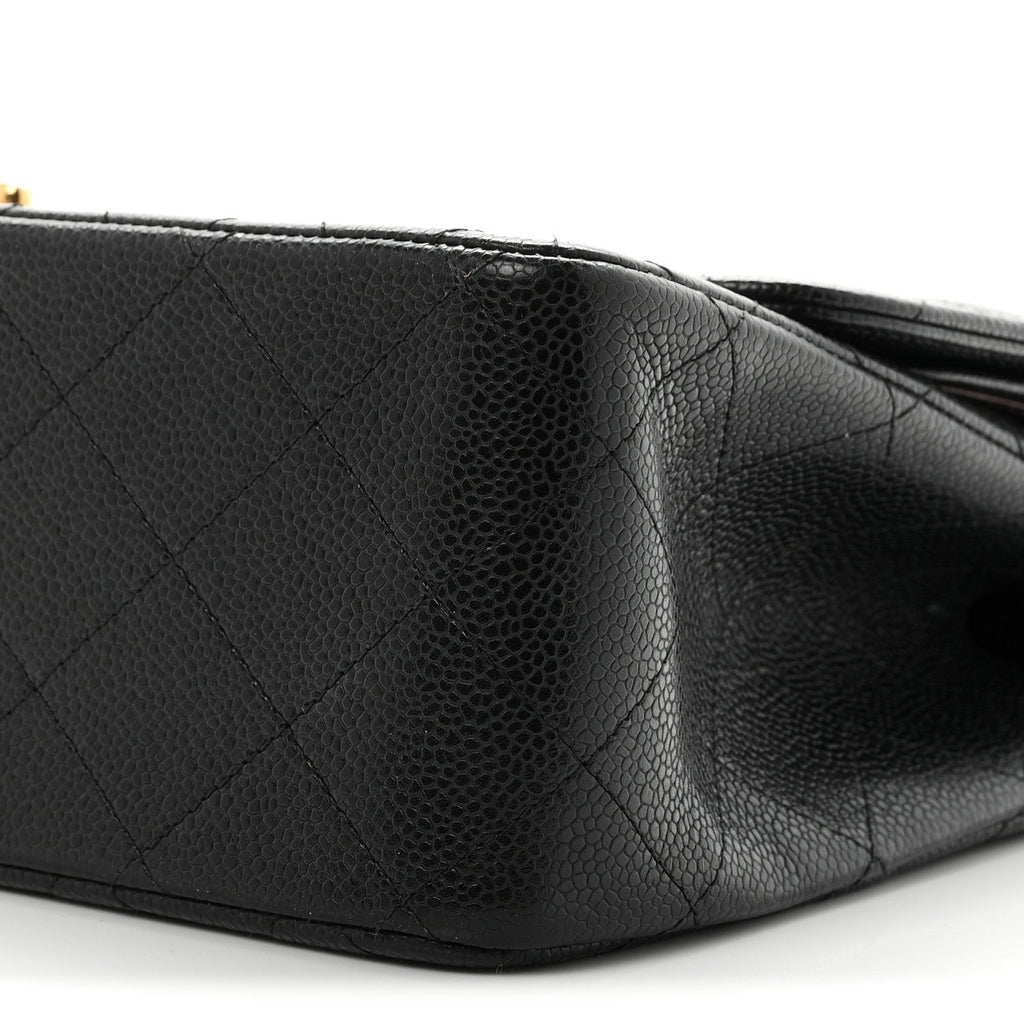 Caviar Quilted Jumbo Double Flap Black