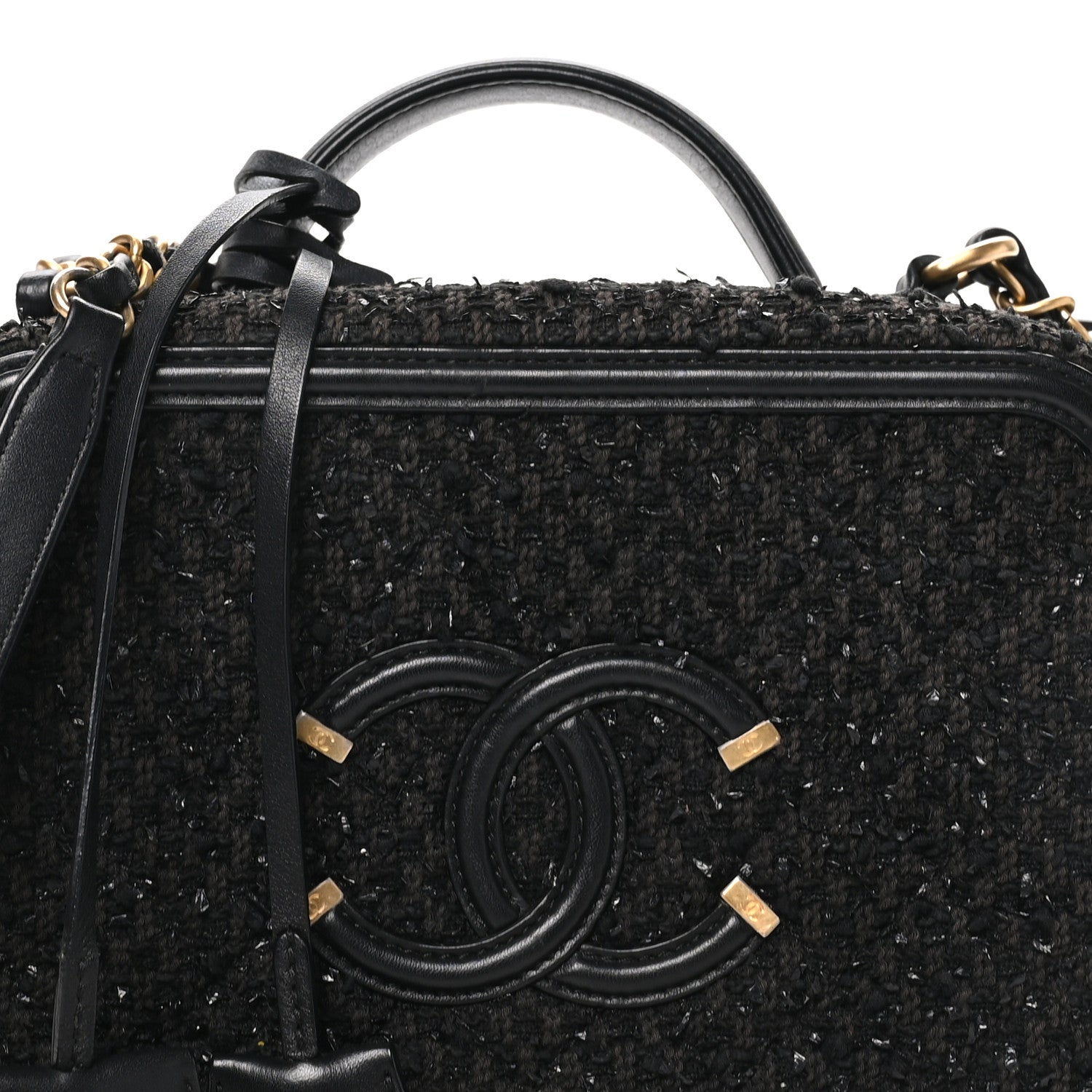 Tweed Quilted Medium CC Filigree Vanity Case Black