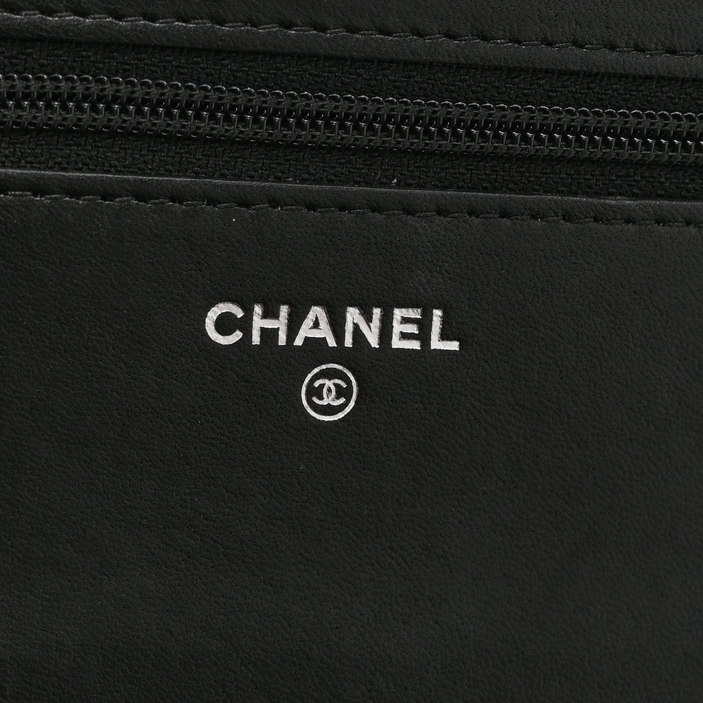 Printed Lambskin Airlines Wallet On Chain WOC White Blue Black