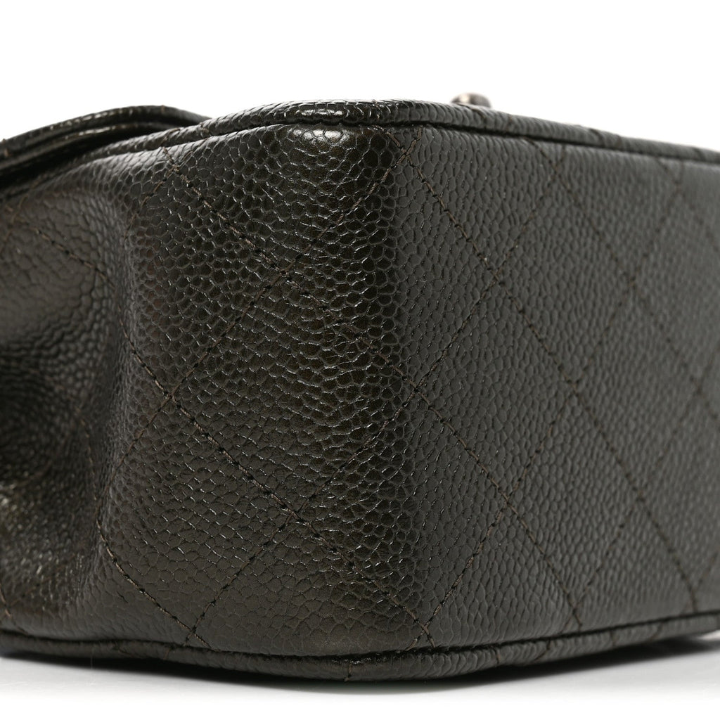 Caviar Quilted Mini Square Flap Dark Charcoal