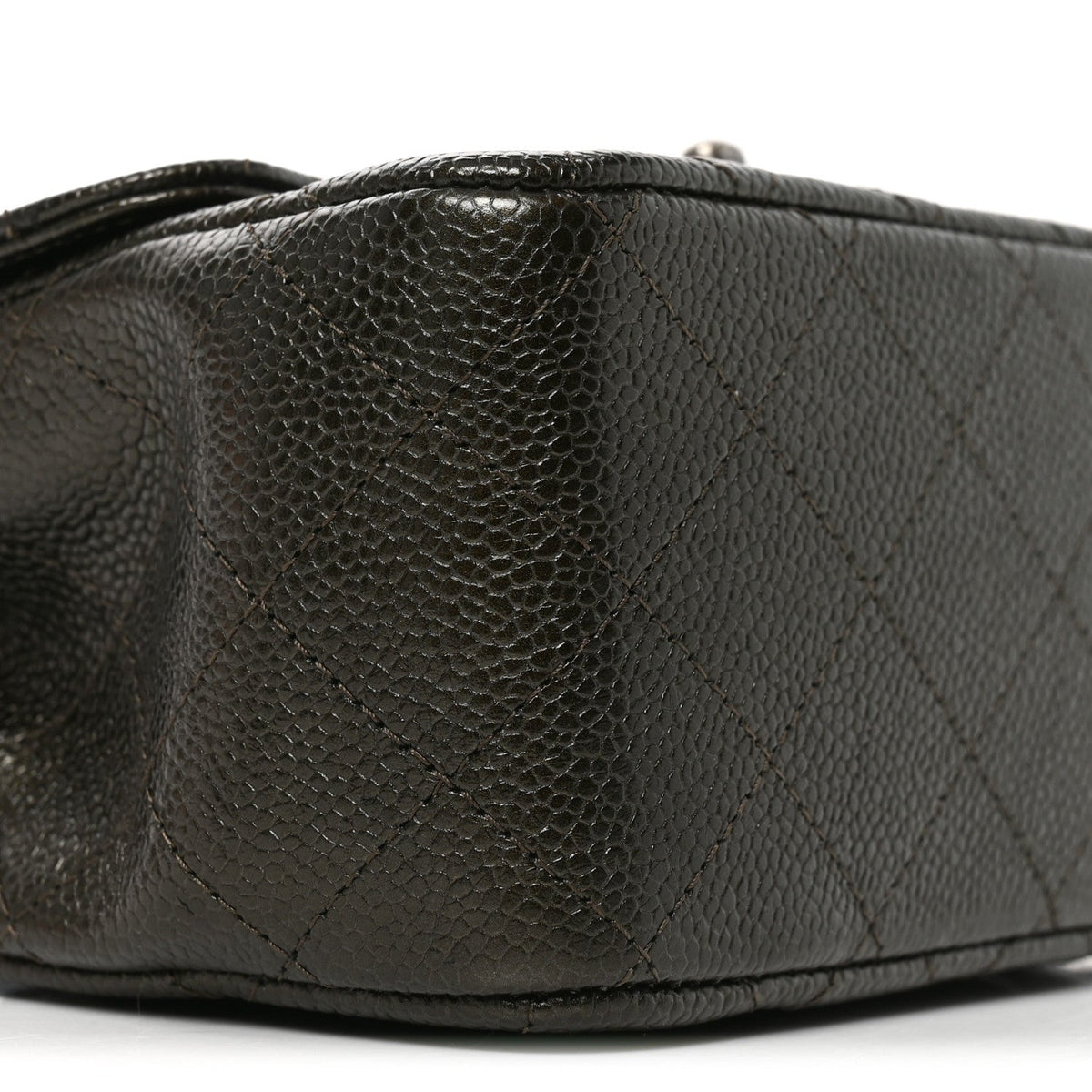 Caviar Quilted Mini Square Flap Dark Charcoal