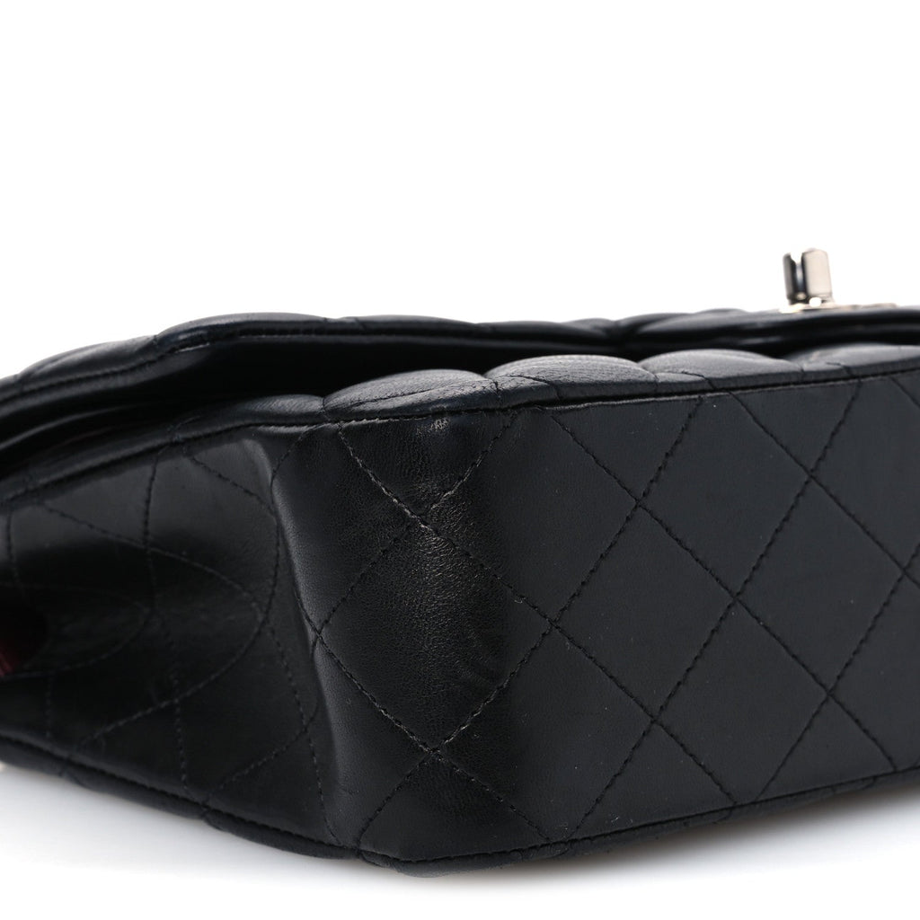 Lambskin Quilted Medium Double Flap Black Black