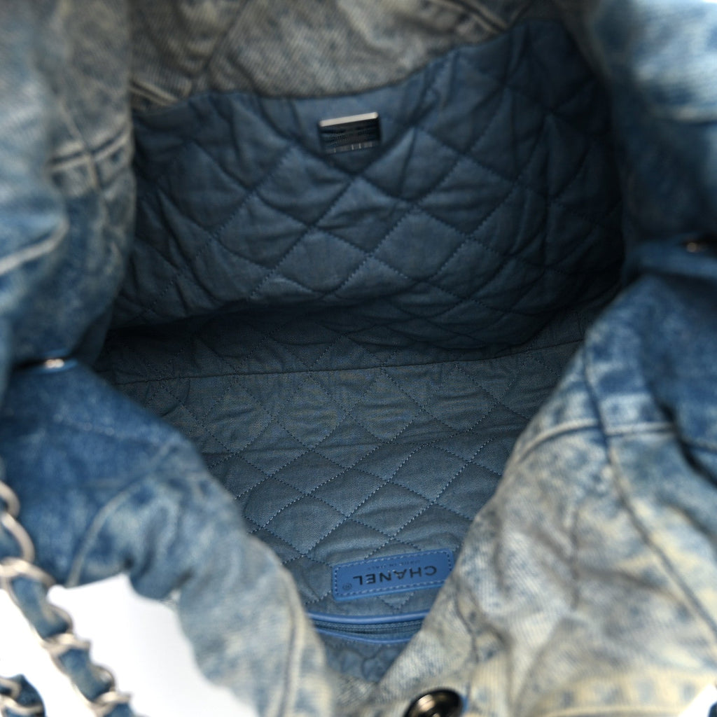 Denim Quilted Small Chanel 22 Blue