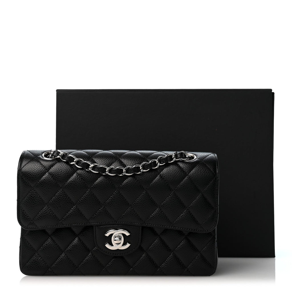 Caviar Quilted Small Double Flap Black
