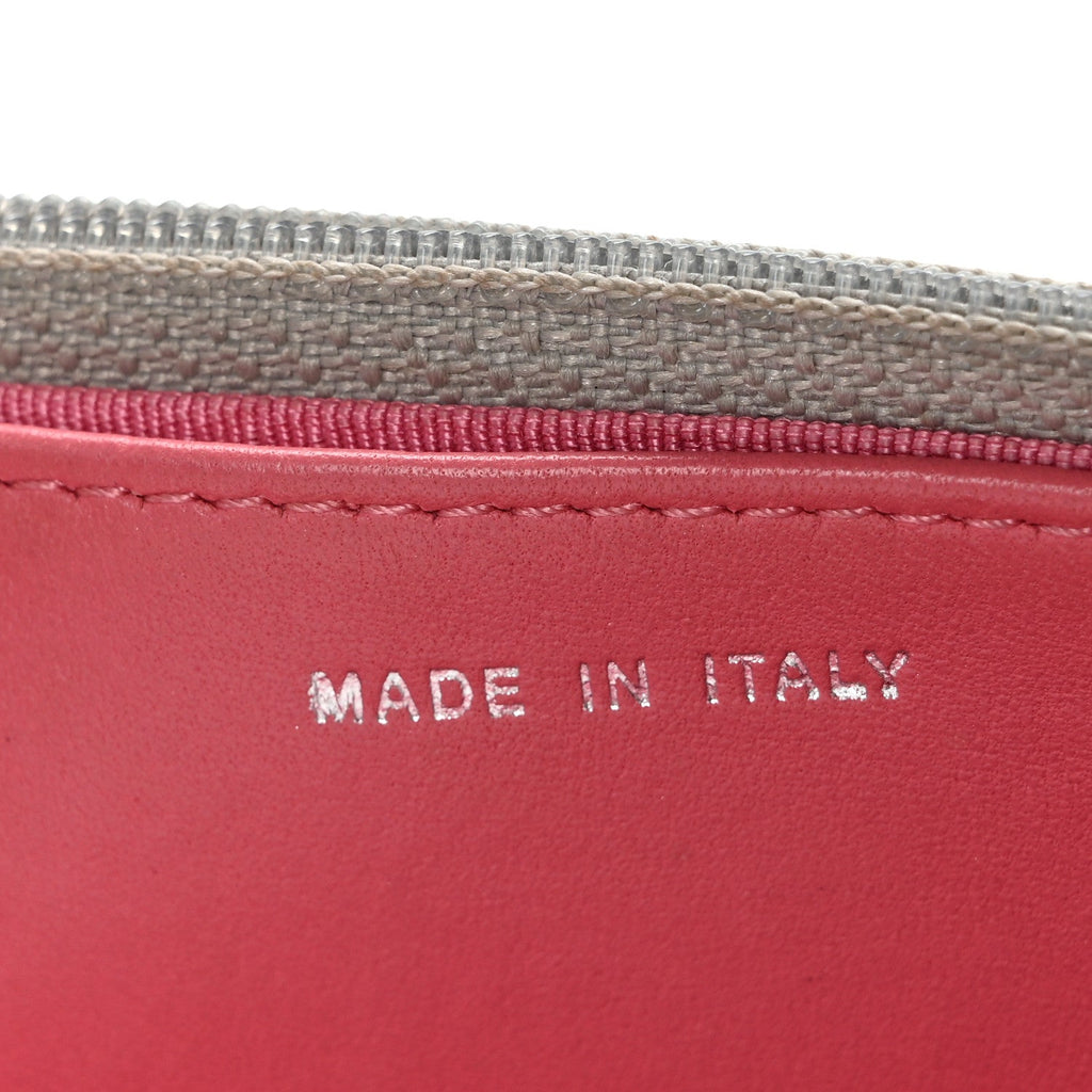 Metallic Lambskin Quilted Wallet On Chain WOC Silver