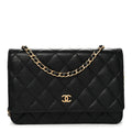 Lambskin Quilted Wallet On Chain WOC Black