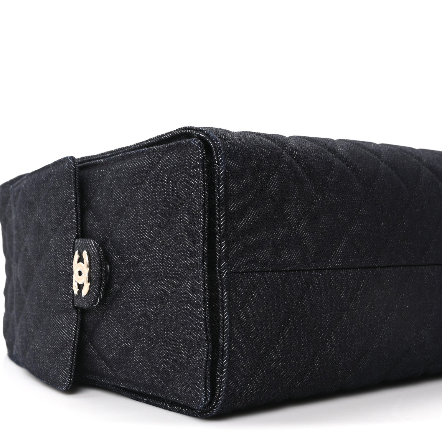 Denim Quilted Medium Chanel 25 Handbag Dark Blue