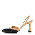 Patent Lambskin Gabrielle Slingback Pumps 40 Beige Black