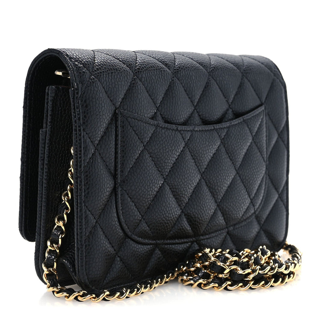 Caviar Quilted CC Turnlock Wallet On Chain WOC Black