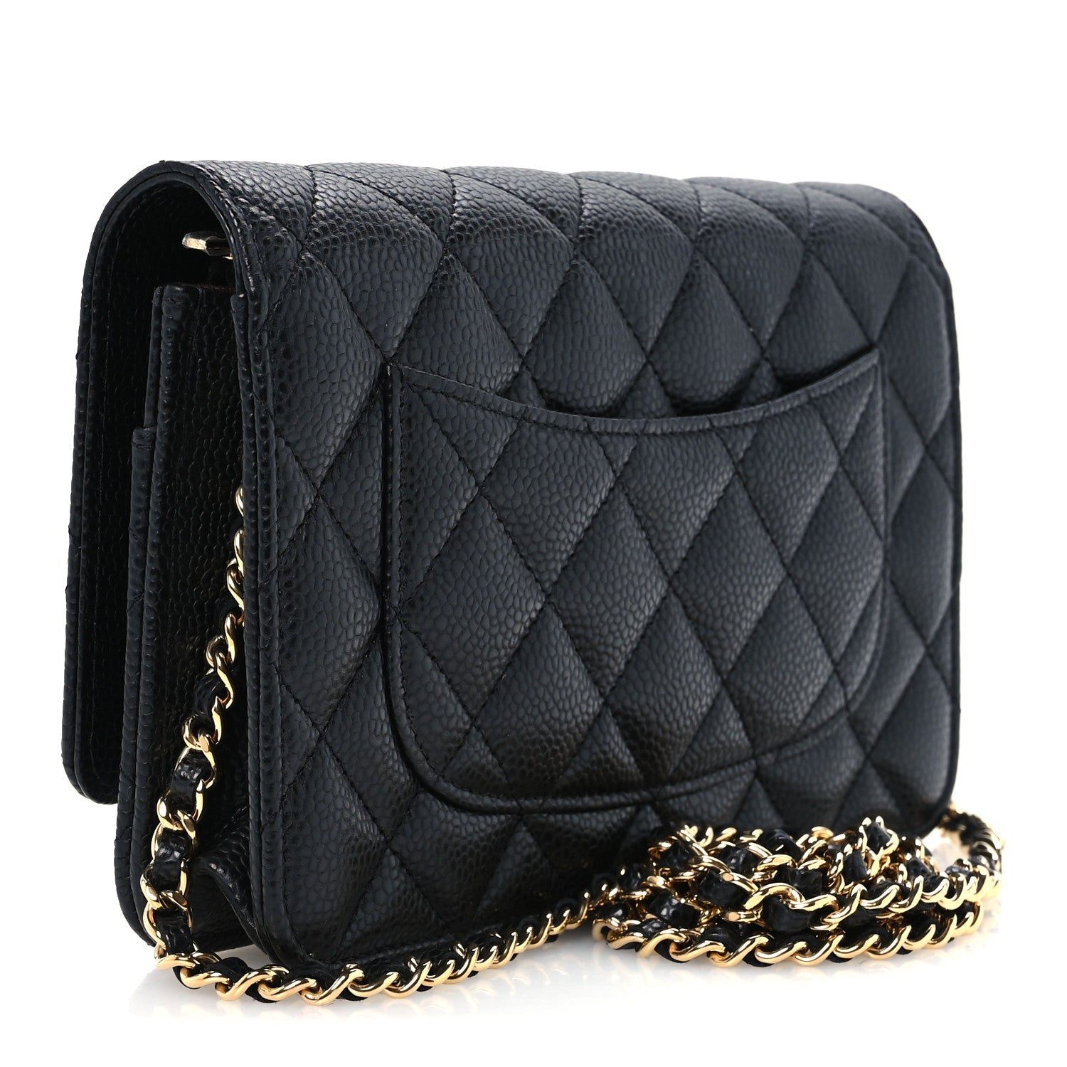 Caviar Quilted CC Turnlock Wallet On Chain WOC Black