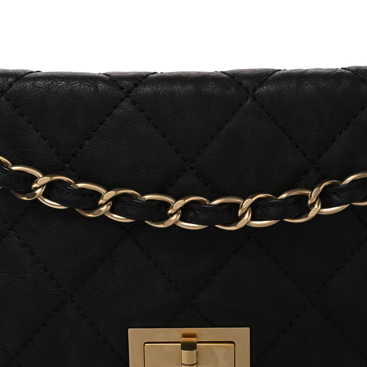 Aged Calfskin Quilted 2.55 Reissue Chain Flap Black