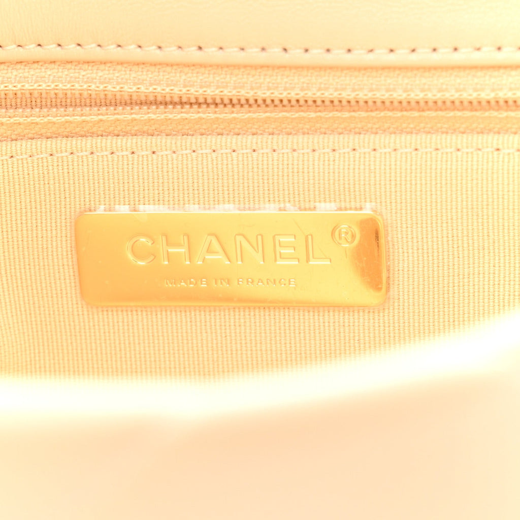 Lambskin Quilted Medium Chanel 19 Flap Beige
