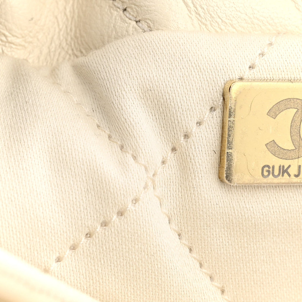 Shiny Calfskin Quilted Mini Chanel 22 Light Beige