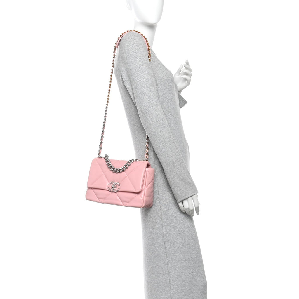 Lambskin Quilted Medium Chanel 19 Flap Light Pink