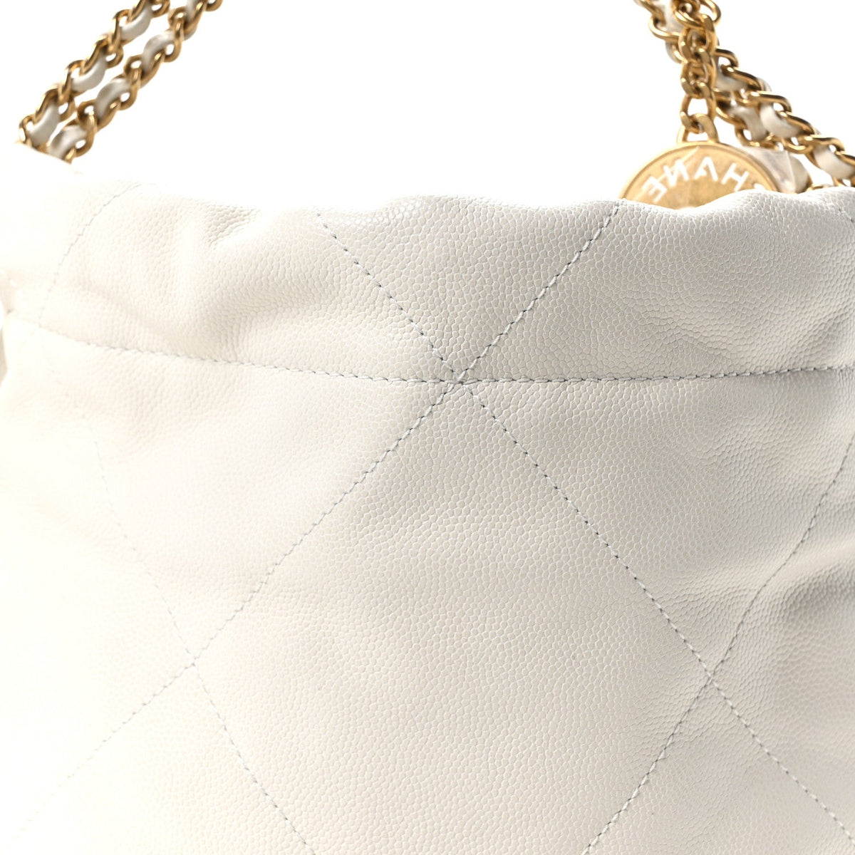 Shiny Caviar Quilted Monochrome Mini Chanel 22 White