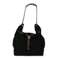 Suede Quilted Medium Chanel 25 Handbag Black