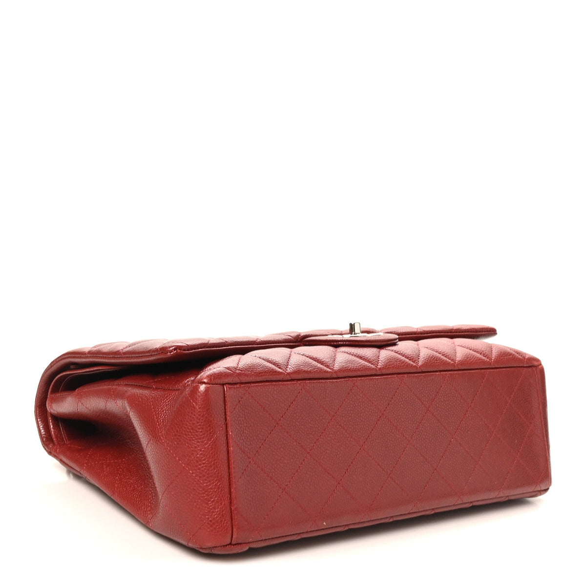 Caviar Quilted Maxi Double Flap Dark Red