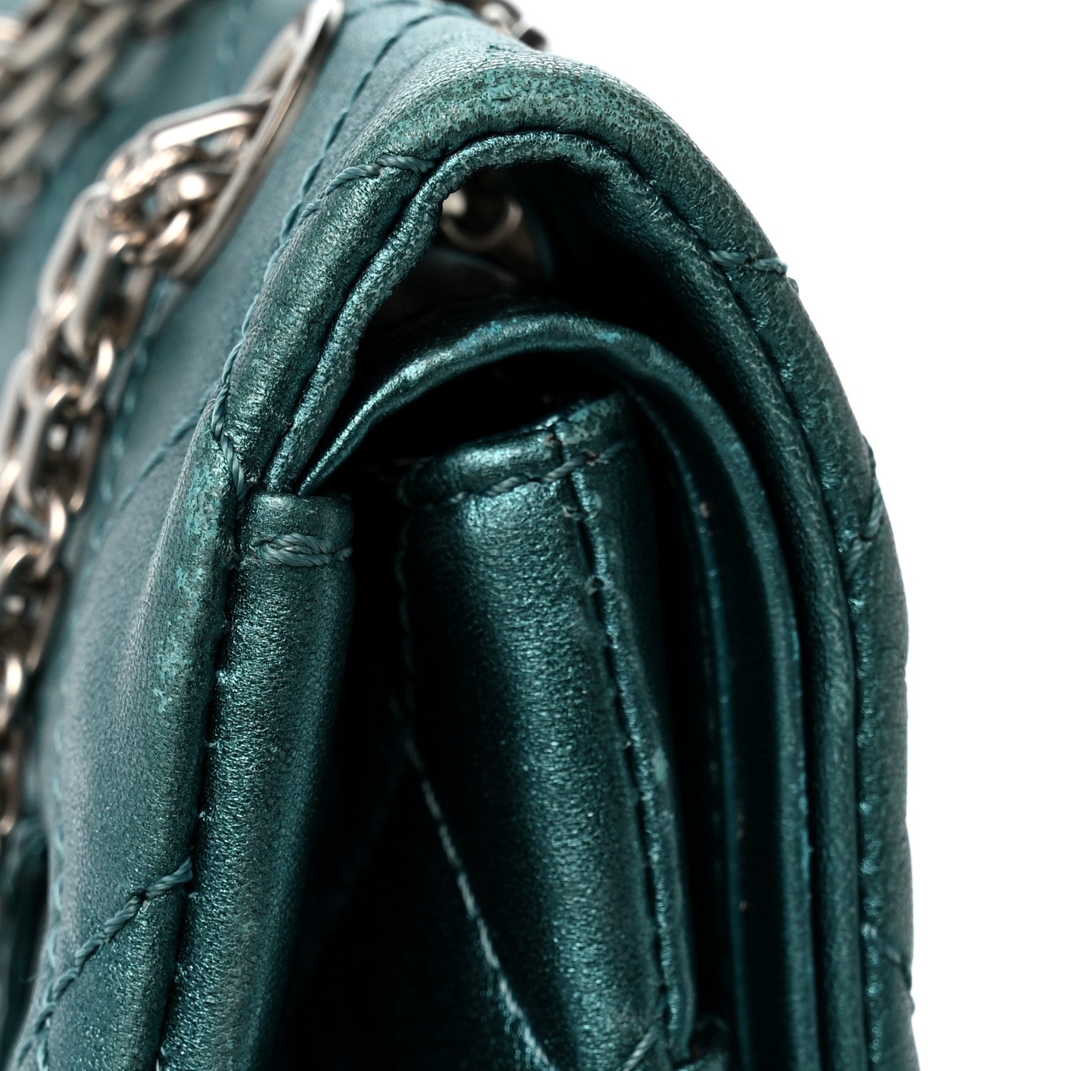Metallic Calfskin Quilted 2.55 Reissue Flap 227 Turquoise