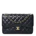 Caviar Quilted Jumbo Double Flap Black