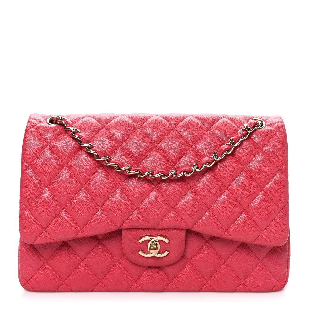 Caviar Quilted Jumbo Double Flap Dark Pink