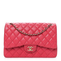 Caviar Quilted Jumbo Double Flap Dark Pink