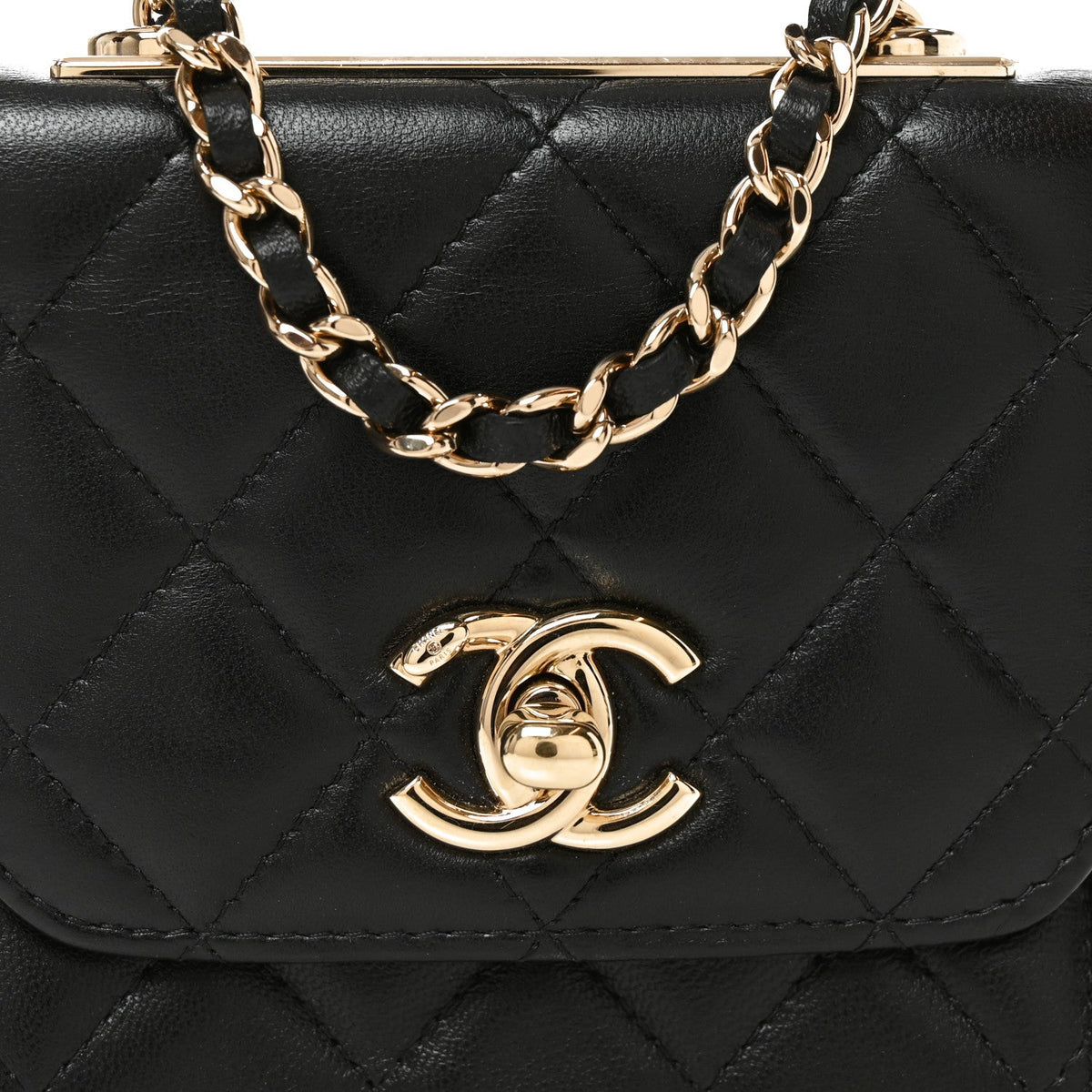 Lambskin Quilted Mini Trendy CC Chain Wallet Black