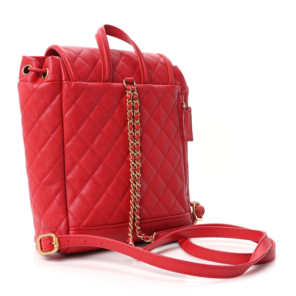 Caviar Quilted Filigree Backpack Red