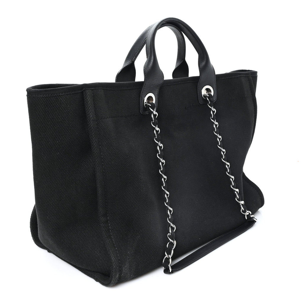 Canvas Pearl Medium Deauville Tote Black