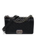 Lambskin Quilted New Medium Boy Flap Black