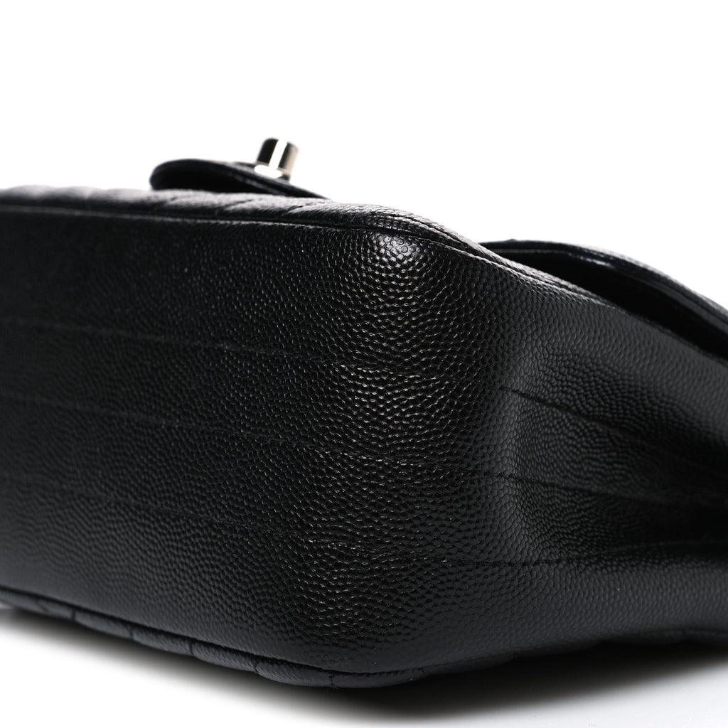Caviar Chevron Quilted Mini Square Flap Black