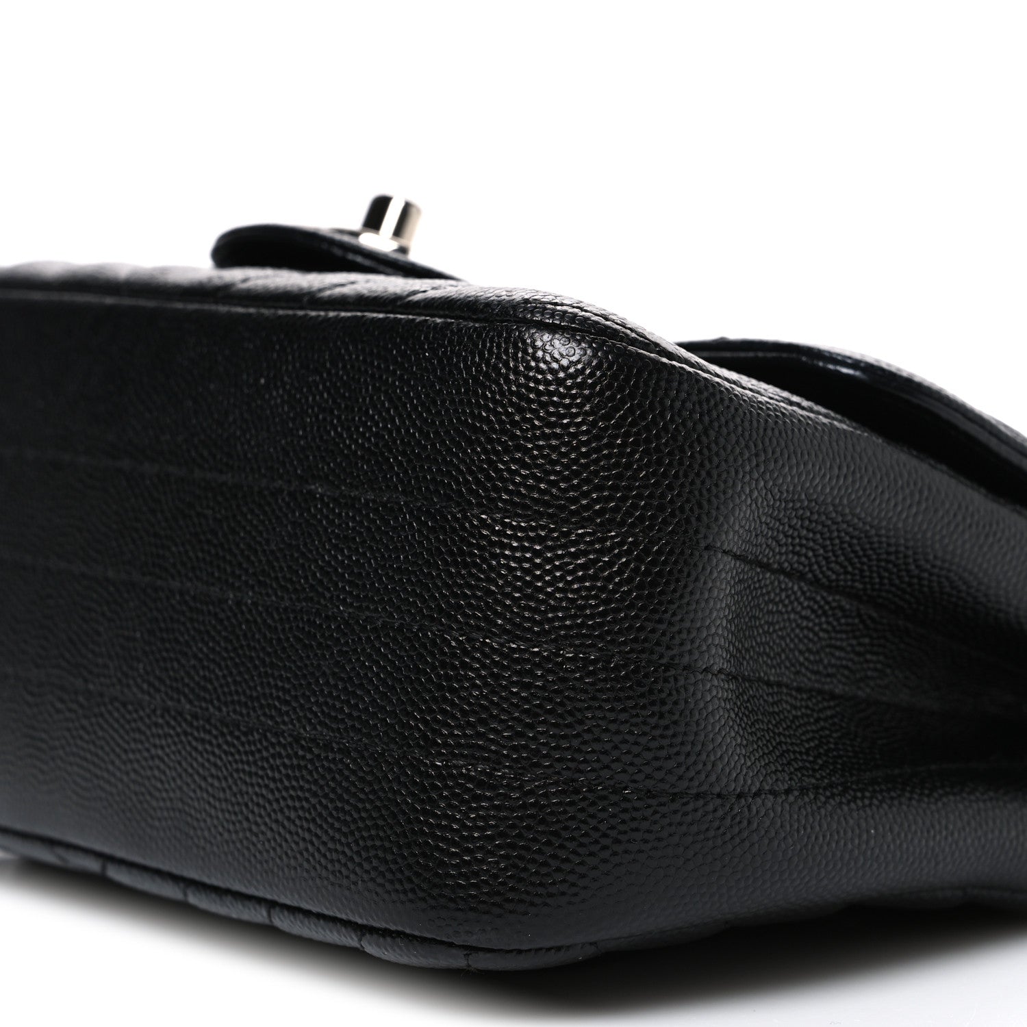 Caviar Chevron Quilted Mini Square Flap Black