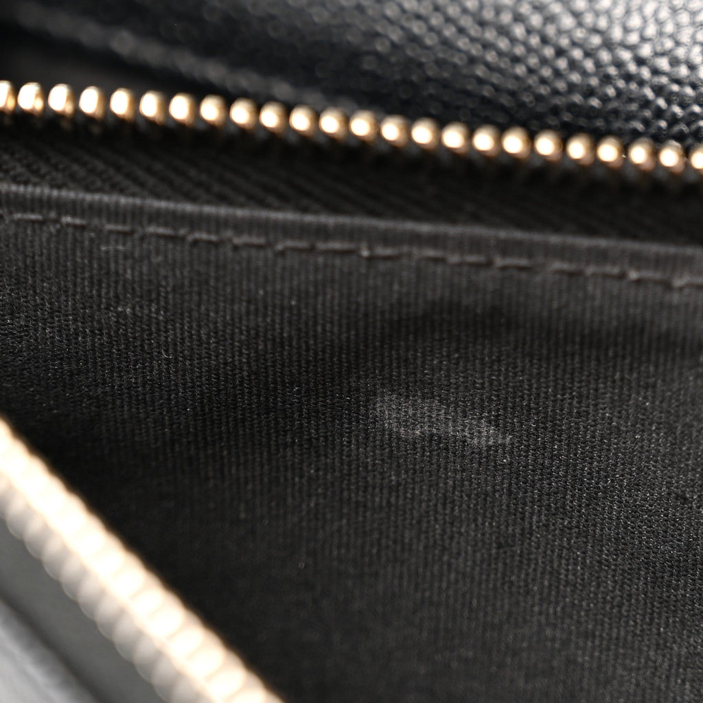 Caviar Quilted Golden Class Wallet On Chain WOC Black