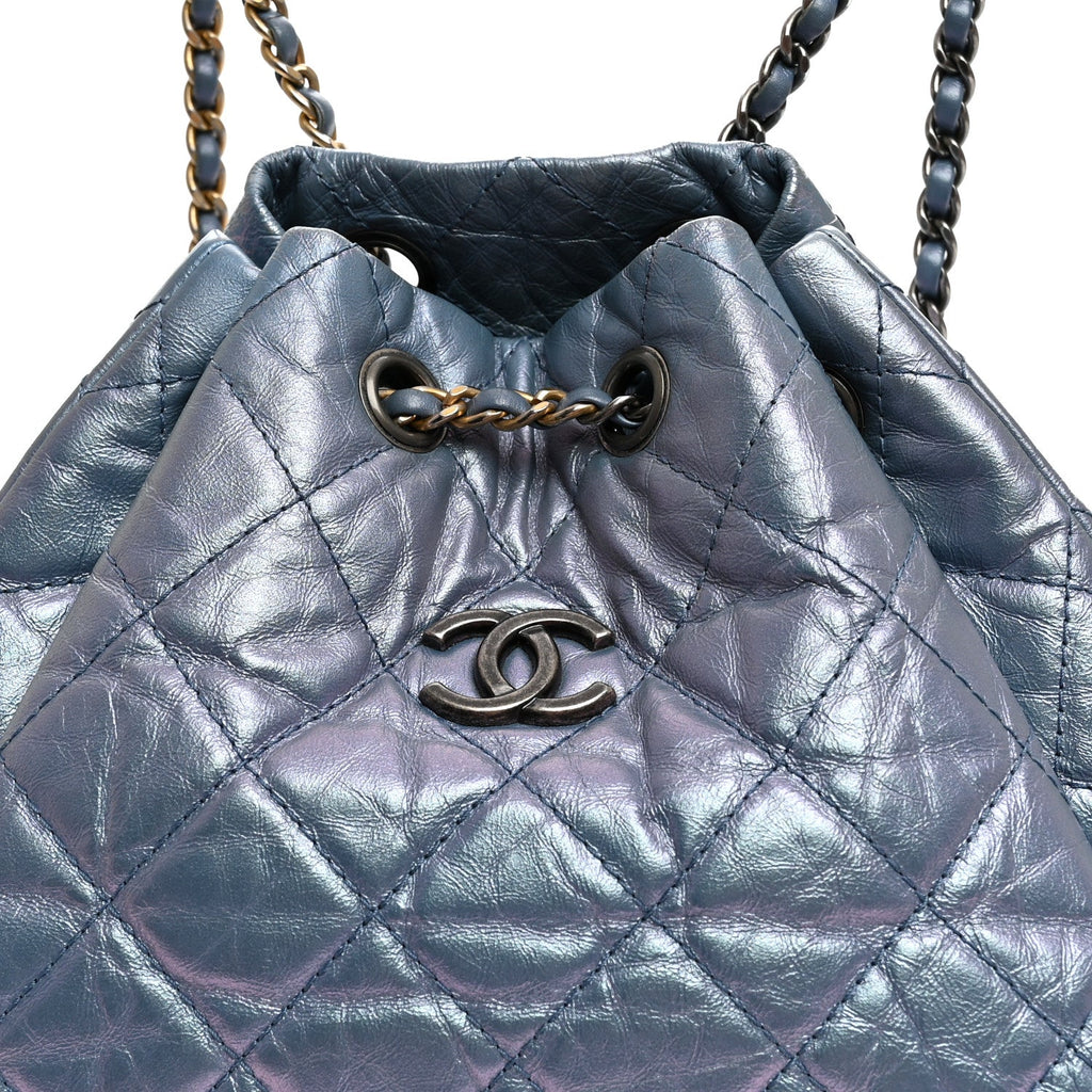 Iridescent Lambskin Calfskin Quilted Gabrielle Backpack Light Purple