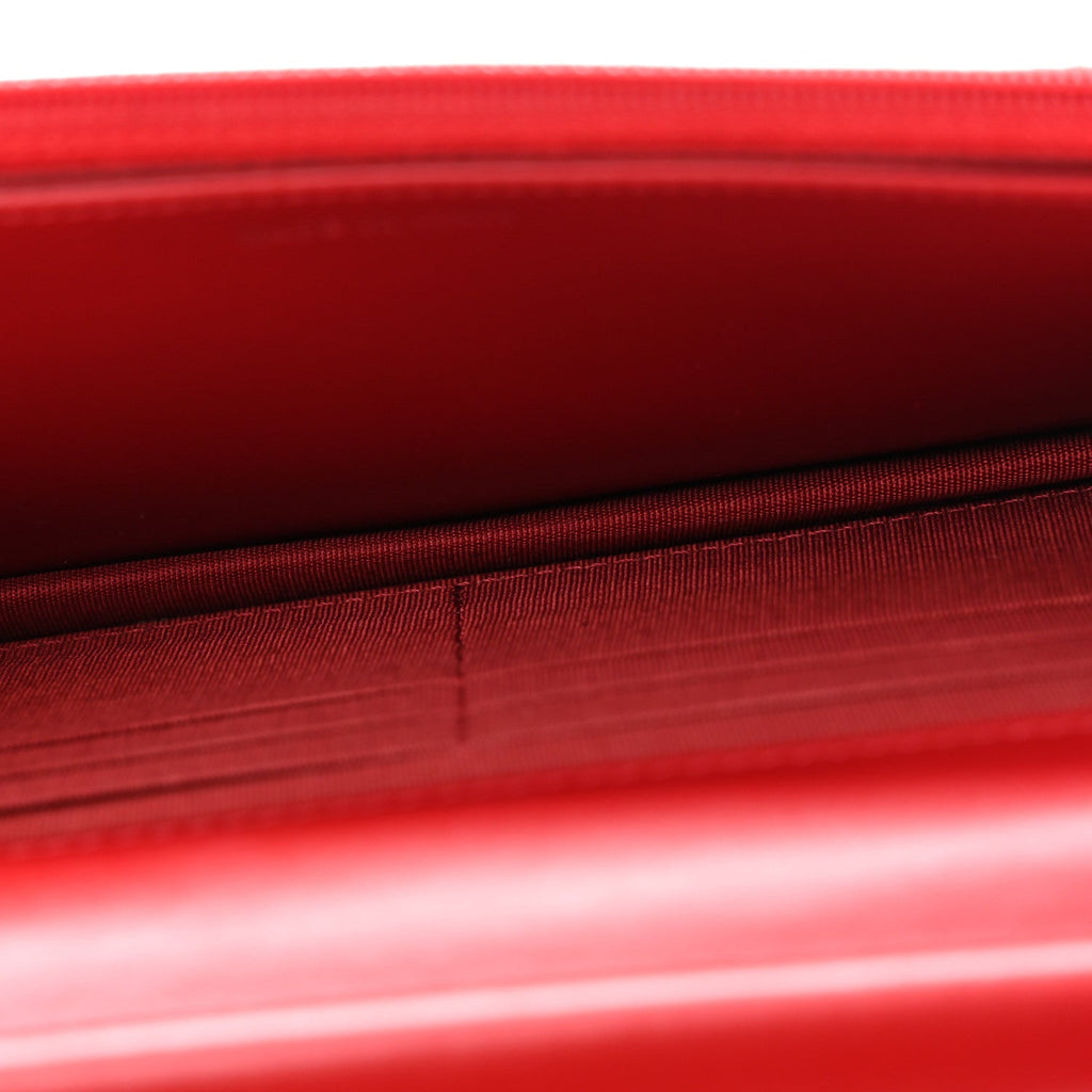 Glazed Calfskin Quilted Coco Boy Wallet On Chain WOC Red