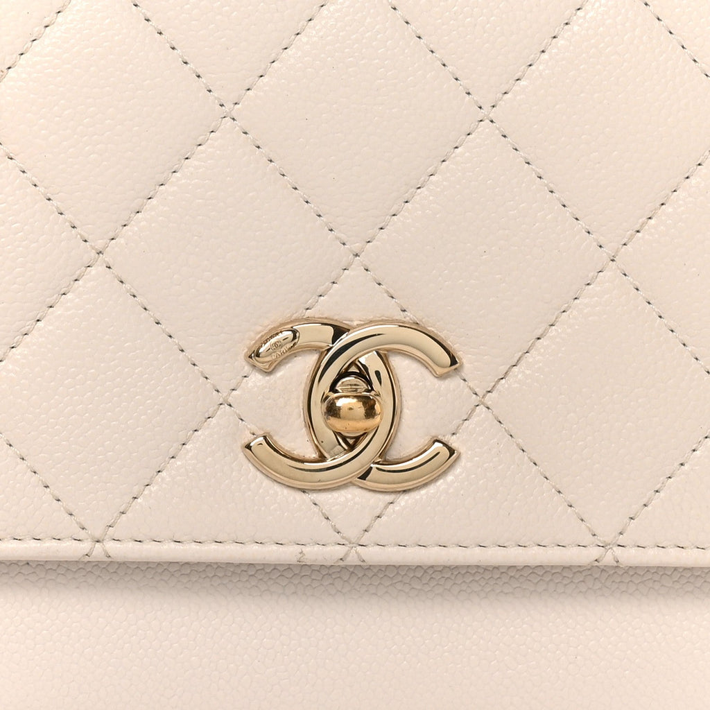 Caviar Quilted Medium Business Affinity Flap White