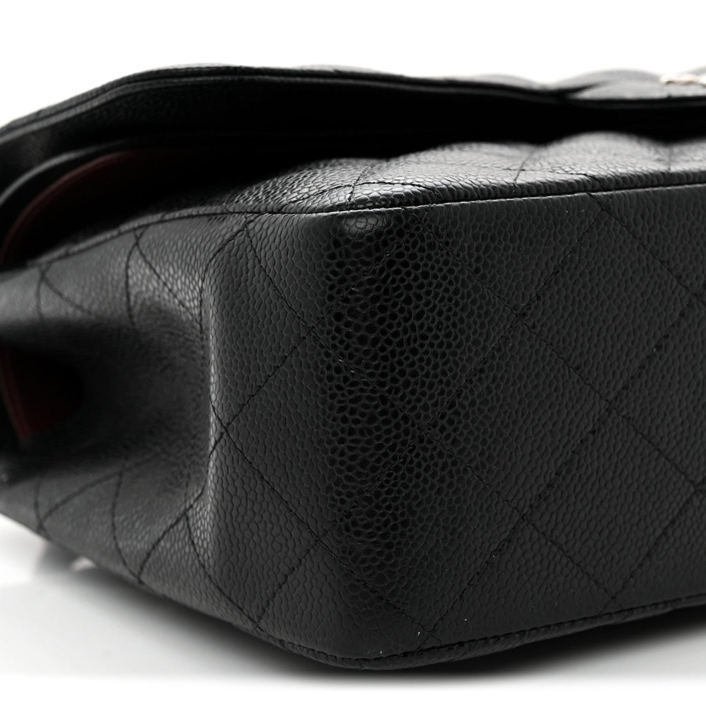 Caviar Quilted Jumbo Double Flap Black