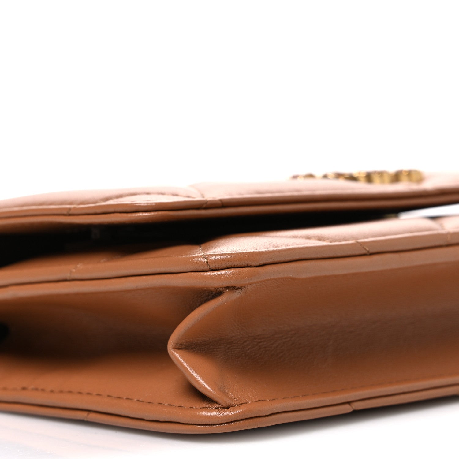 Lambskin Quilted Chanel 19 Wallet On Chain WOC Brown