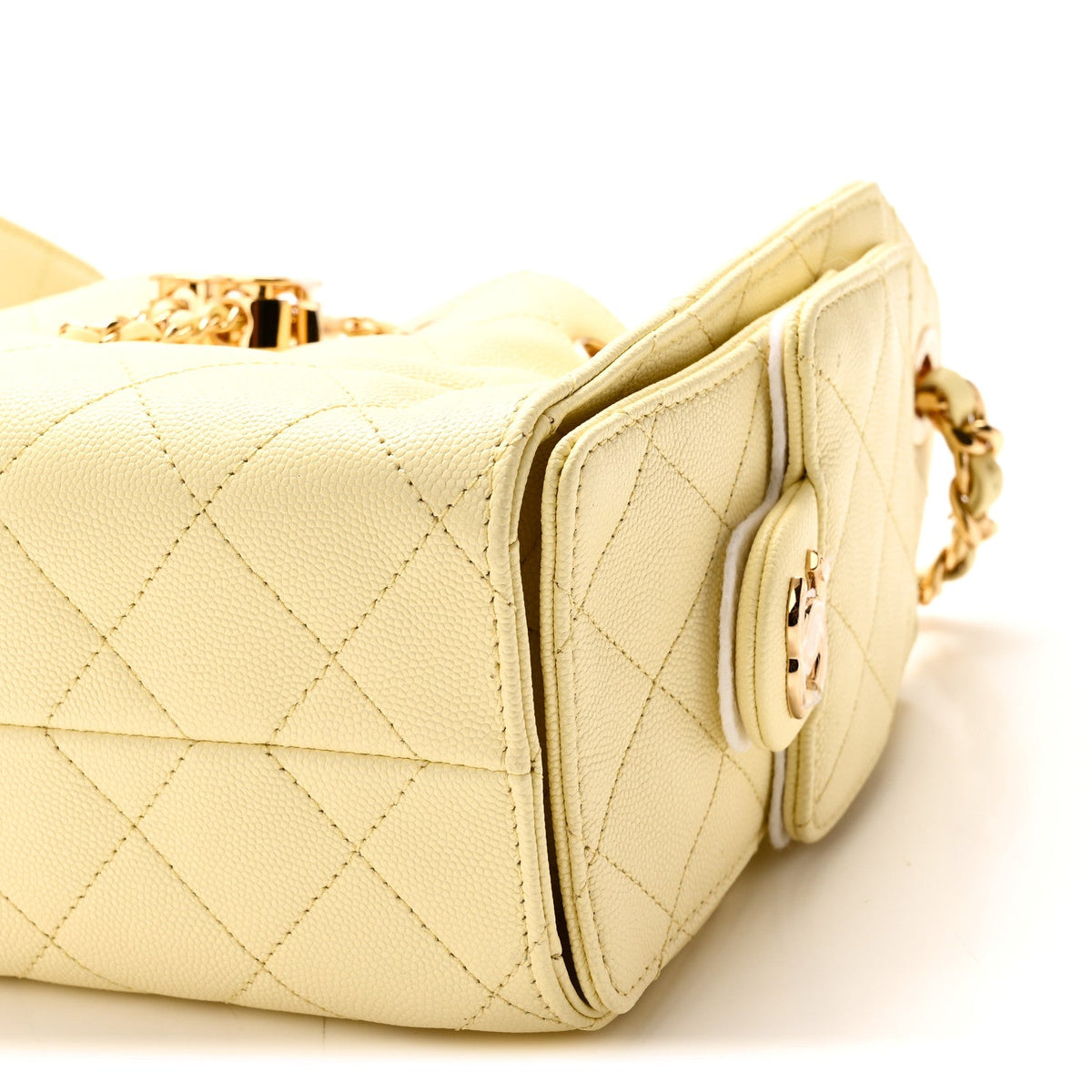 Caviar Quilted Mini Chanel 25 Handbag Light Yellow