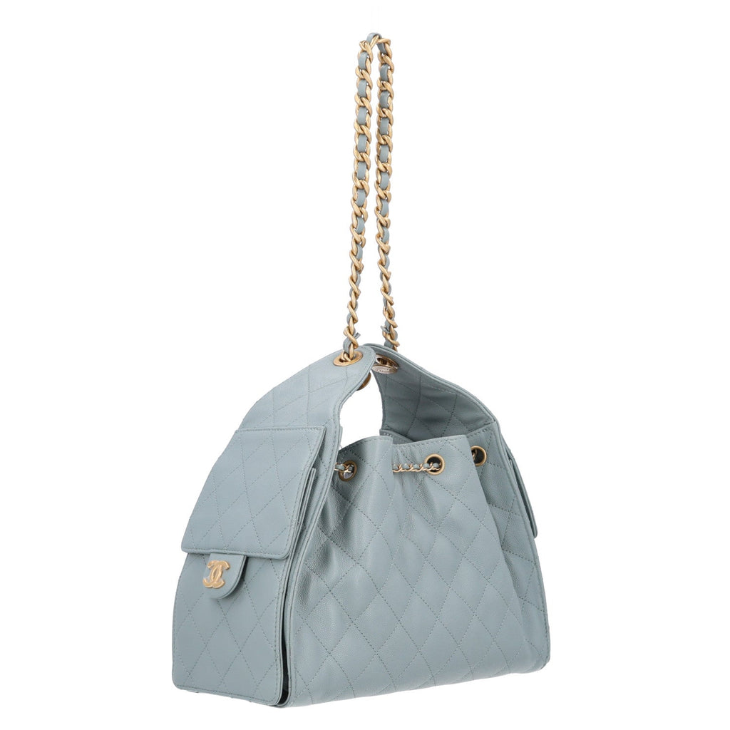 Caviar Quilted Small Chanel 25 Handbag Light Green