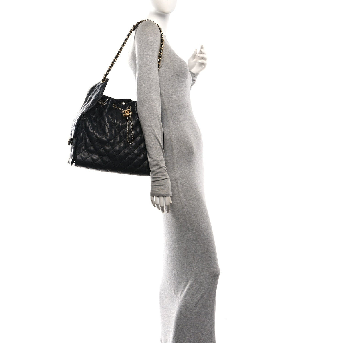 Caviar Quilted Medium Chanel 25 Handbag Black