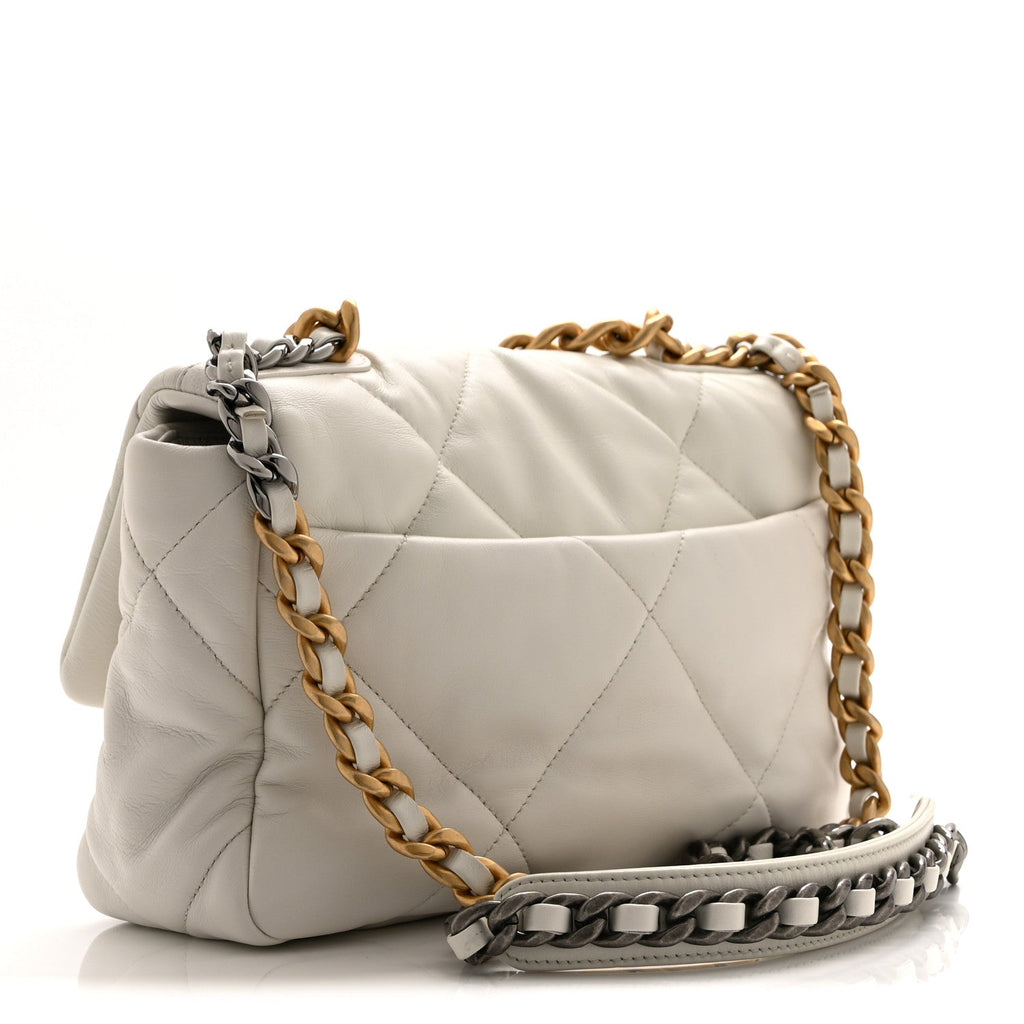 Lambskin Quilted Medium Chanel 19 Flap White