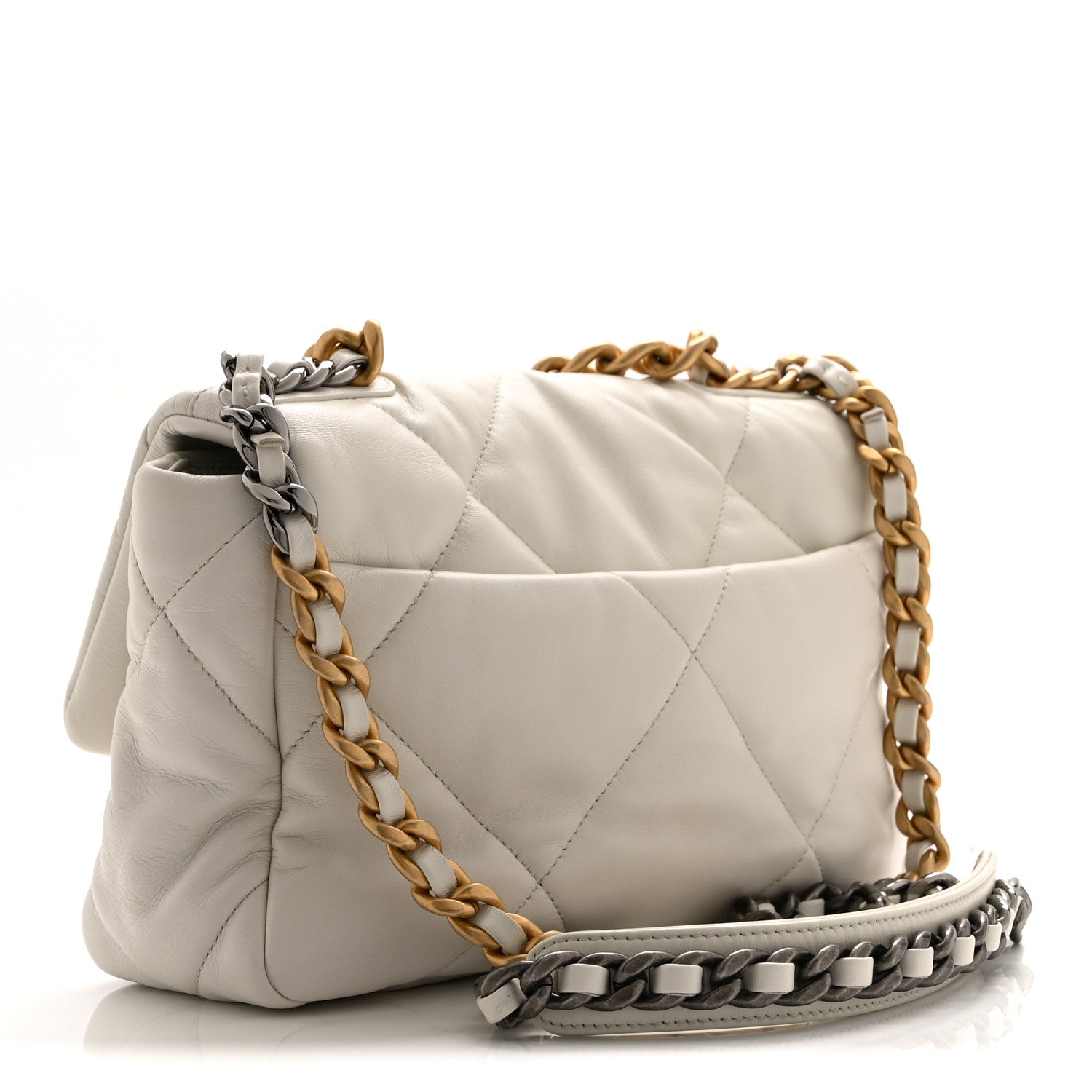 Lambskin Quilted Medium Chanel 19 Flap White