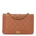 Lambskin Quilted Boy Wallet On Chain WOC Beige