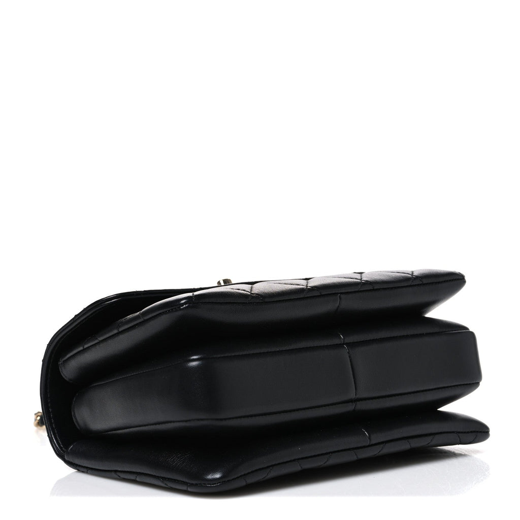 Lambskin Quilted Mini Trendy CC Dual Handle Flap Bag Black