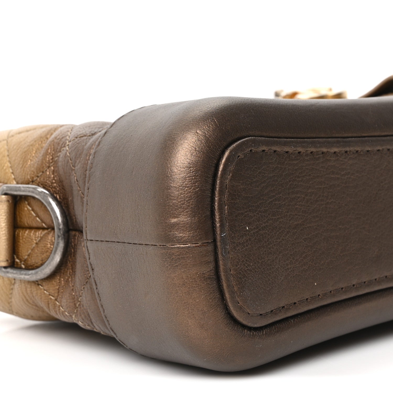 Metallic Goatskin Quilted Small Gabrielle Hobo Gold Bronze